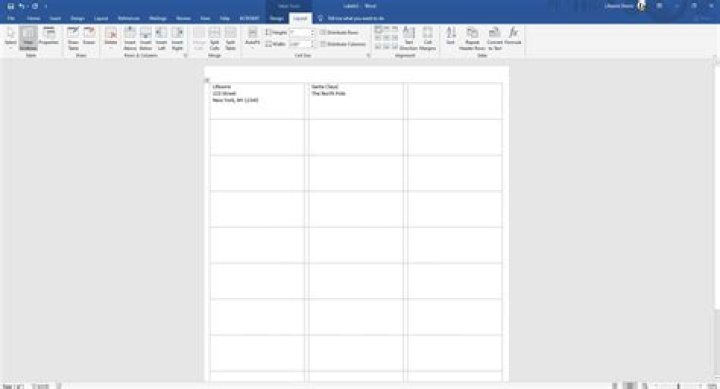 printing labels in word